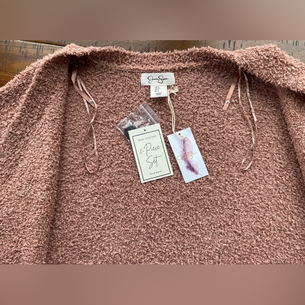 •NWT•Jessica Simpson Cropped Button Teddy Sweater Cardigan - Picture 3 of 9